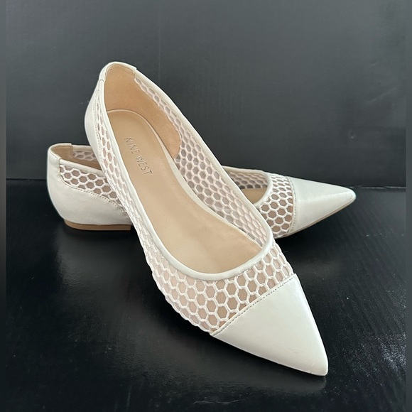 Nine West Shoes - Nine West Cream Mesh Pointed Flats